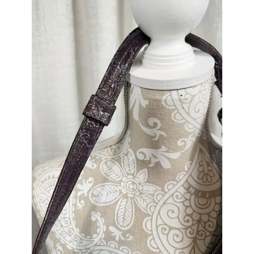 Kate Spade Purple Croc-Embossed Leather Shoulder Bag Hobo